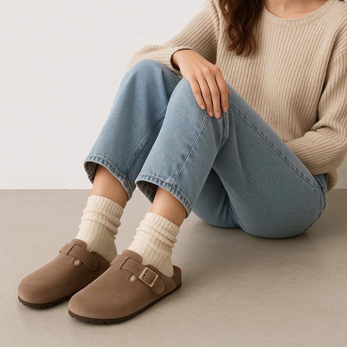 totes® Ladies Suede Clog Light Brown